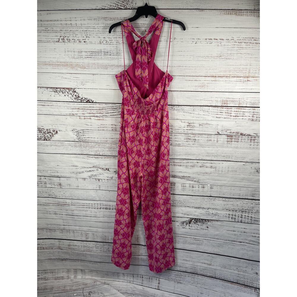 Impressions Jumpsuit Women's Small Pink Geometric Halter Backless Wide Leg - Picture 9 of 12
